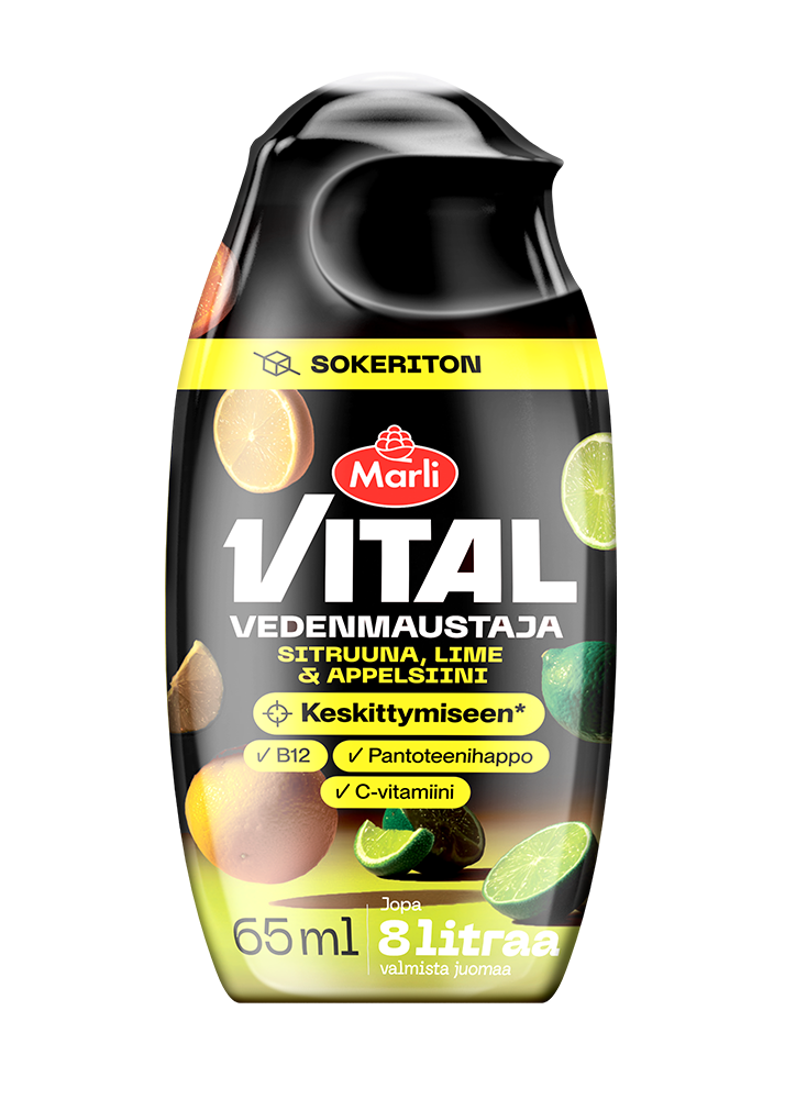 Marli Vital Vedenmaustaja Sitruuna, lime & appelsiini 65 ml + C- ja B12-vitamiinit & pantoteenihappo